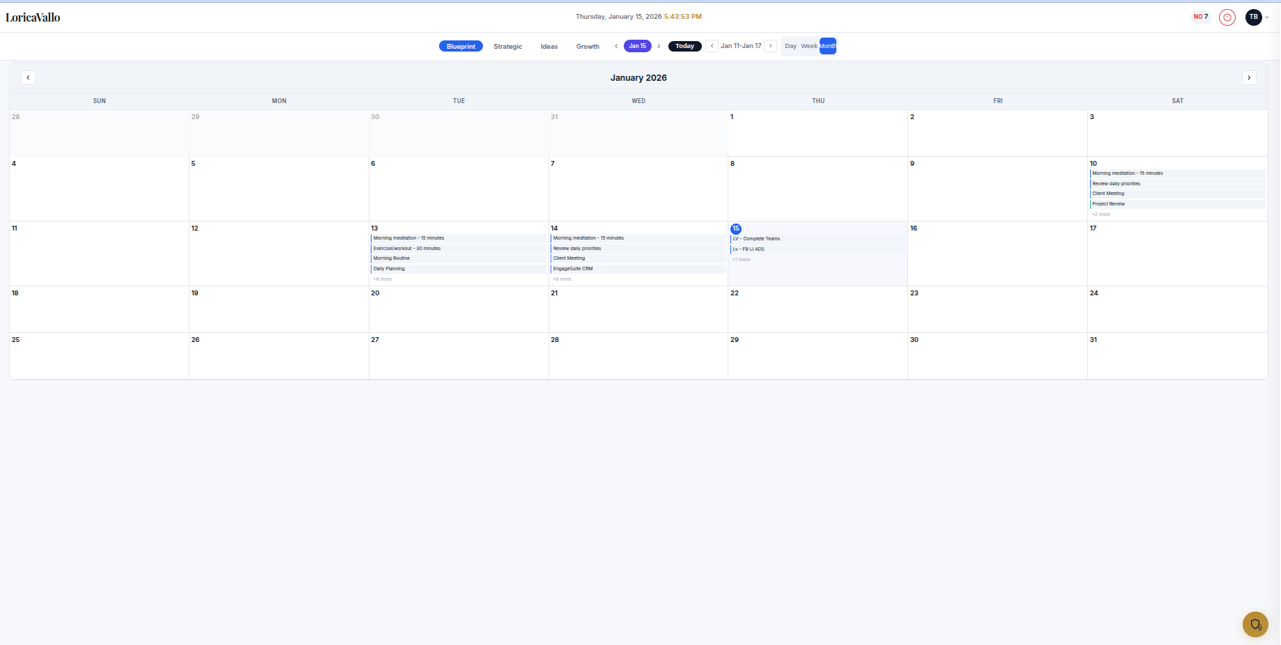 Blueprint Month View - Monthly calendar